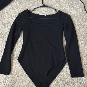 Black Crew Neck Long Sleeve Bodysuit